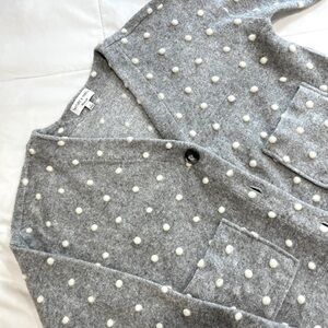 Madewell Texture & Thread: Grey & White Boxy Bobble Button Down Cardigan (Small)